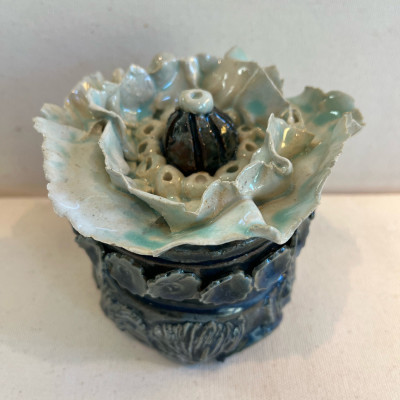 Robin and Green Flower