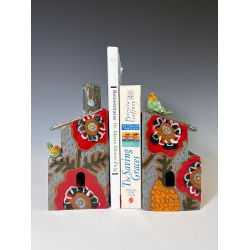 Warm Floral Ceramic Bookends