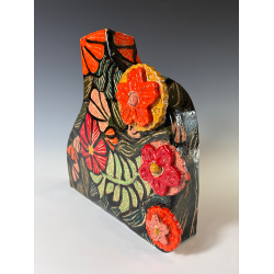 Warm Floral Ceramic Vase